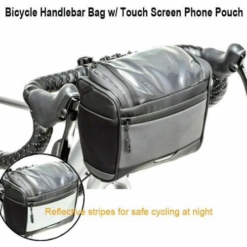 Bicycle Handlebar Bag Cycling Bike Front Basket w/ Phone Pouch Water-resistant