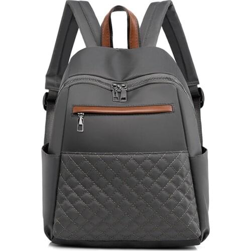 New Women Backpack Travel Waterproof Nylon School Bags for Teenage Girls High Quality Fashion Small Shoulder Pack Bag Grey