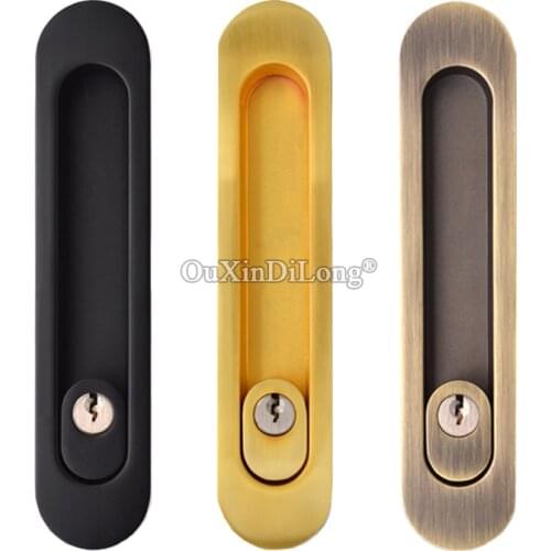 High Quality Recessed Sliding Door Lock European Mortise Hook Lock Set Brass Cylinder Push/Pull Door Lock with Key / No Key