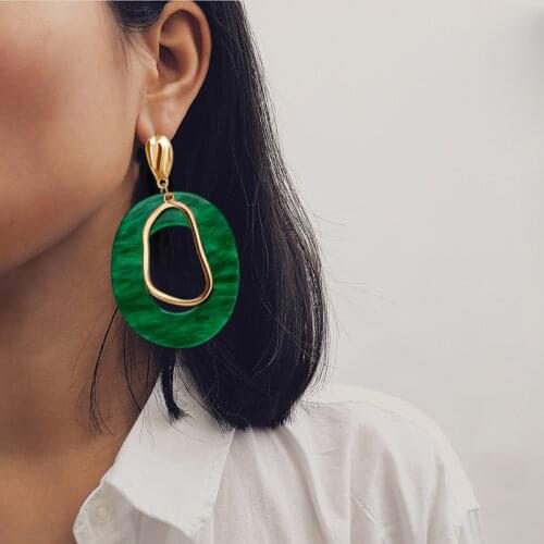 ZWC Trendy Fashion Vintage Acrylic Oval Earrings For Women Wedding Geometric Resin Bohemian Big Dangle Drop Earring 2020 Jewelry