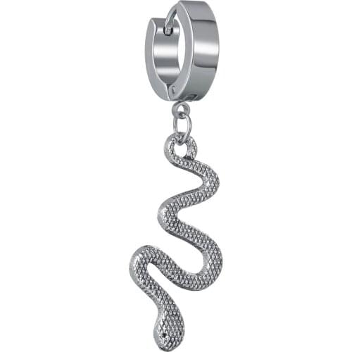 1PC Punk Crazy Twisted Snake Earrings for Women Personality Silver Color Metal Animal Long Drop Earrings Men Fashion Jewelry