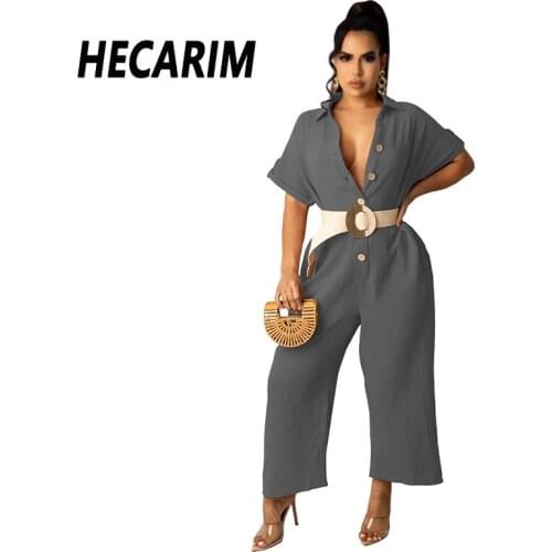 HECARIM Women Jumpsuit Sexy Rompers Women Jumpsuit Elegant Sequins Lapel V Neck Glitter Party Night One Piece Clothes Overalls