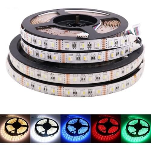 DC 12V 24V 4 color in 1 LED Chip 60Leds/m 300leds RGBW/RGBWW Waterproof 5050 SMD Flexible Ribbon LED Strip Light 5m