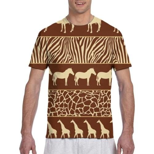 2020 Men T Shirt T-Shirt Summer Tops Tees Crew Neck tshirt Men Short Sleeve Shirt African Wild Animals