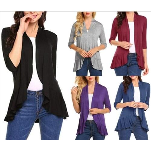 2021 womens spring and autumn new hot sale solid color cardigan