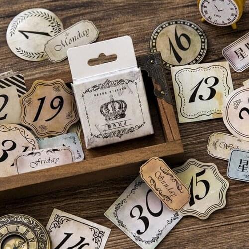 45pcs/Box Retro Days Scrapbooking Book Label Paper Sticker Tag DIY Stationery Seal Diary Decoration Craft Household Supplies
