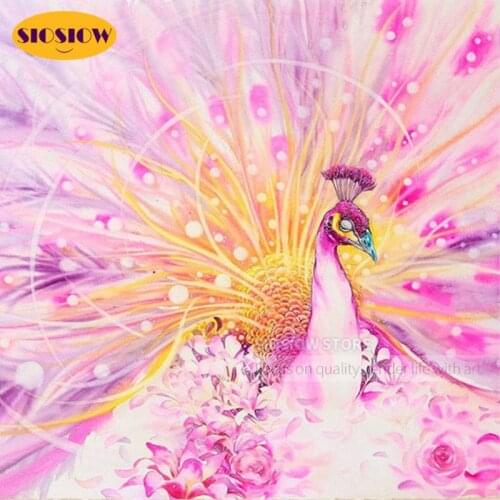 5D Diamond Painting Pink Peacock Picture Chinese Cross Stitch Diamond Art Animals Embroidery Mosaic Handicraft Hobby Wall Decor