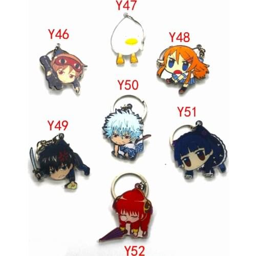 7pcs/set Anime Keychain Gintama Siver soul Elizabeth Sakata silver Gintama Kagura Shinpachi Shinsuke Keychain Keyrings pendant