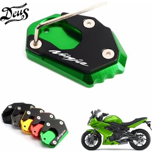CNC Side Stand Pad for KAWASAKI NINJA 250 300 650 1000 ER6F Ninja650 ZX6R ZX10R Motorcycle Plate Kickstand Extension