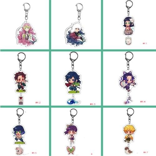 Anime Demon Slayer Kimetsu No Yaiba Key Chains Fashion Acrylic Kamado Tanjirou Pendant Keyring