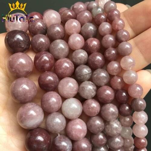 Natural Stone Beads Round Strawberry Quartz Loose Beads For DIY Making Bracelet Necklace Jewelry Accessories 15'' 6/8/10/12mm