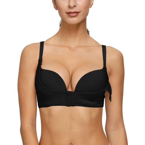 Vgplay Sexy Front Closure Bra Strength Push Up Plunge Lingerie Underwire Solid Plus Size Convertible Sstraps Bralette