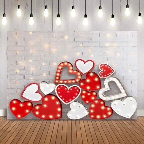 Valentines Day Backdrop for Photography Studio Brick Wall Portrait Background for Photo Studio Baby Red Heart Decorations