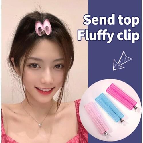 2 Pc Hot selling Lazy People Curly Hair Artifact Hair Let The Hair Root Fluffy And Plump Clip Fixed Air Bangs Head Curling Tail