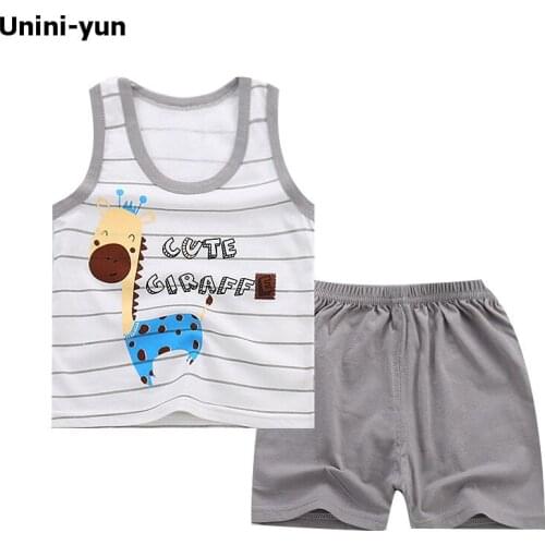 Summer Cute Cartoon 2PCS Kids Baby Girls dinosaur Vest Top Shorts Pants Set Clothes Girls Clothing Sets roupas infantis menino