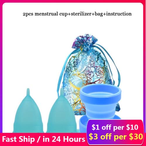 Medical Grade Silicone Feminine Hygiene Copa Menstrual Cup Soft Lady Period Cup with Folding cup sterilizer Menstrual Cup