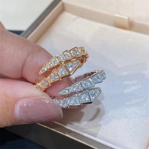 Fashion Brand Hollow Snake Rings for Women Original Quality Color Diamond Ring Men Statement Jewelry anillos mujer Z409
