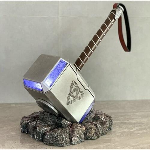 Hasbro Avengers Super Hero Thor Cosplay Hammer 1/1 Resin LED Light Weapons Hammer Desk Decoration Collection Model Toy