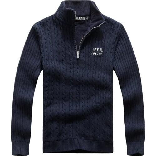 Autumn Winter Sweater Men Thick Warm Fleece Coat Casual Cotton Korean Clothes Mens Sweaters Wool Liner Stand Collar Pullover Men