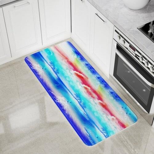 Floor Mat Isle Pattern Kitchen Area Rugs Living Room Bedroom Bathroom Decor Large Carpet Print Coconut Tree Beach of Waves