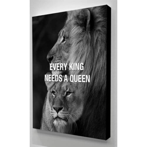 Canvas Printed Wall Art Black And White Lion Animal Poster Painting Modern Home Decor Modular Pictures No Frame For Living Room