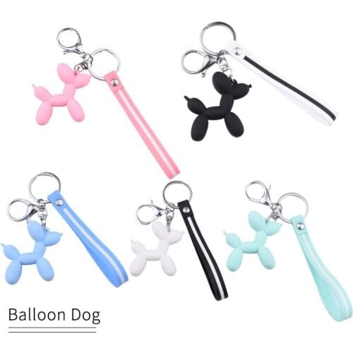New Fashion Stereo Cute Balloon Dog Keychain Key ring Creative Cartoon Mobile Phone Bag Car Pendant Fun Key chain Wholesale