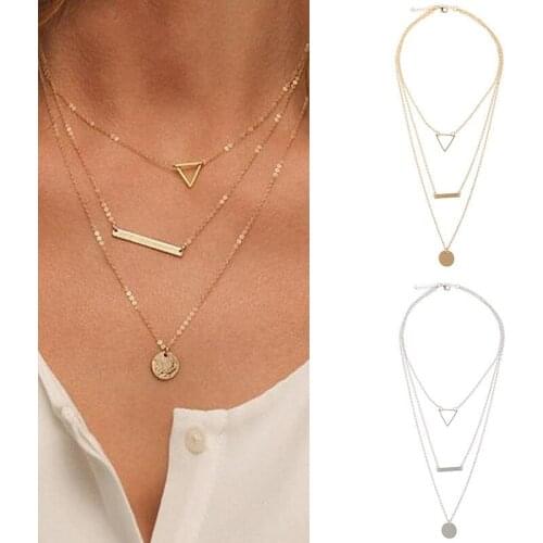 New Fashion European and American Womens Multistory Necklace Layered Chain Three-Layer Necklace Pendant Necklace