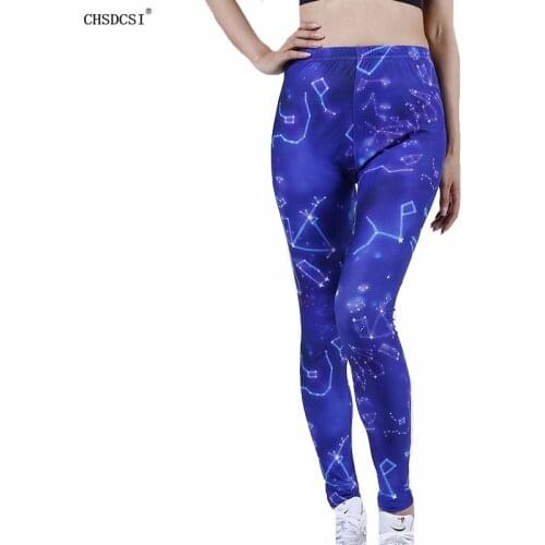 CHSDCSI New Arrival Womens Sexy Blue Star Printing Leggings Gym Tights Wholesale Elasticity Sexy Push Up Fashion Pants Drop Ship
