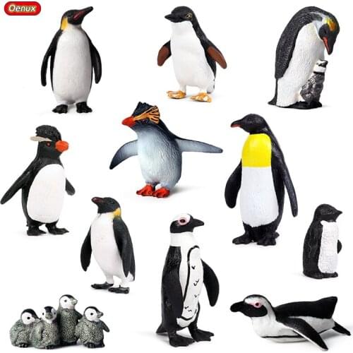 Oenux Lovely South Pole Animals Simulation Penguins Model Action Figures Baby Penguin Cub Figurines Pvc Collection Kids Toy Gift