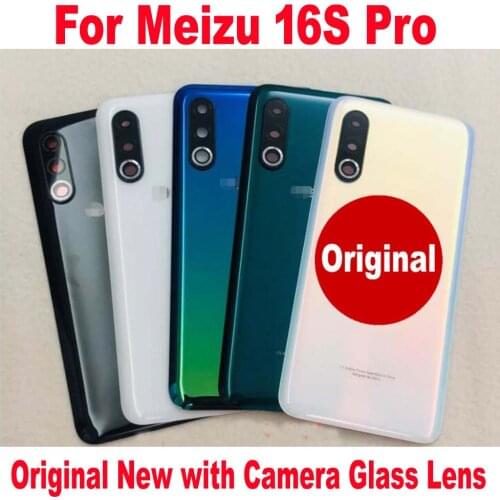 Original Best New Back Battery Cover For Meizu 16S Pro Rear Door Housing Case Lid + Camera Glass Lens with Adhesive tape Shell