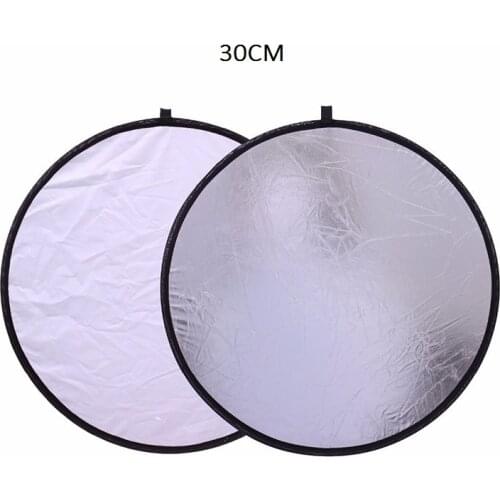 Photography Reflector 30cm /12" 2 in 1 White and Silver Photo Studio Reflector Handheld Multi Collapsible Portable Disc Light