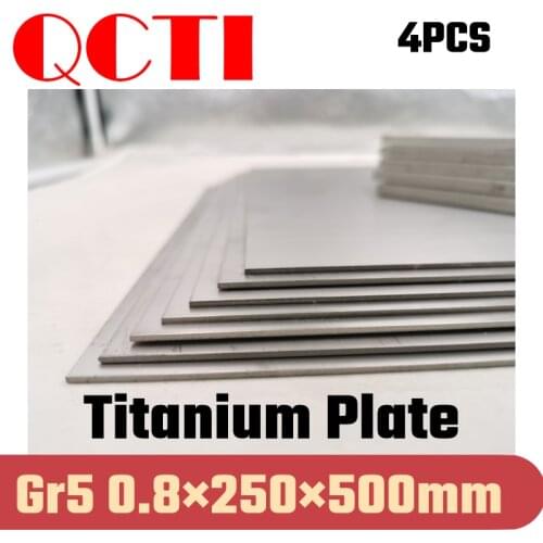 4pcs Gr5 Titanium Alloy Plate Ti Sheet 0.8*250*500mm 6al-4v For DIY OEM Metalworking Supplies