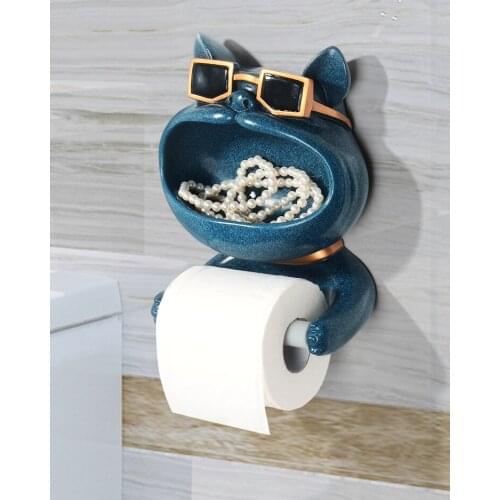 Resin Creative Toilet Roll Holder Kitchen Toilet Roll Paper Rack Pumping Box Free Perforation Wall Hanging Bathroom Accessory