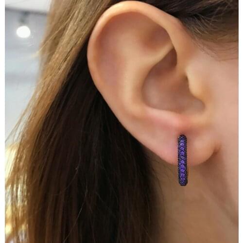 STELA RECTANGLE PURPLE ROCKY RING EARRINGS