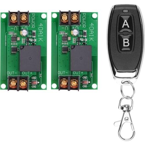 DC 12V 1CH 40A relay RF Wireless Remote Control Switch 2pcs Receiver Module 1pcs Transmitter 433 Mhz Remote Controls