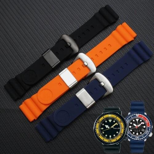 18/20 / 22mm Diver Rubber Black Strap Soft Silicone Replacement Wrist Strap Bracelet with Spring Bars Tool Set for Seiko Watch