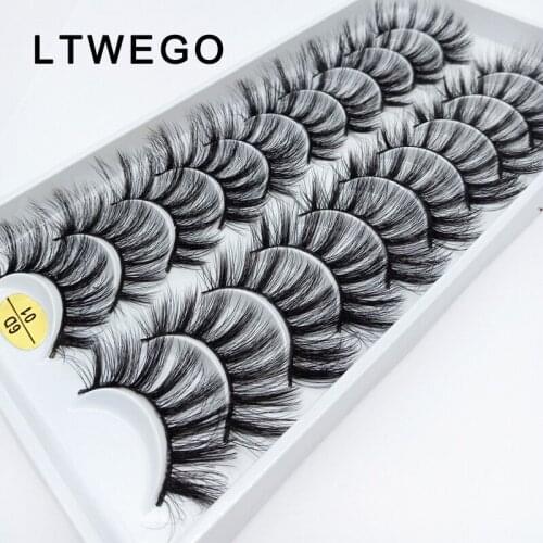 LTWEGO 5/10 pairs natural thick faux 3d mink lashes dramatic reusable false eyelash extension handmade eye makeup cilios