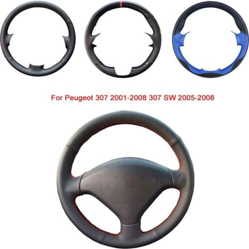 Hand-Stitched Artificial Leather Car Steering Wheel cover For Peugeot 307 CC 2004-2009 307 SW 2004-2009 407 SW 2004-2009