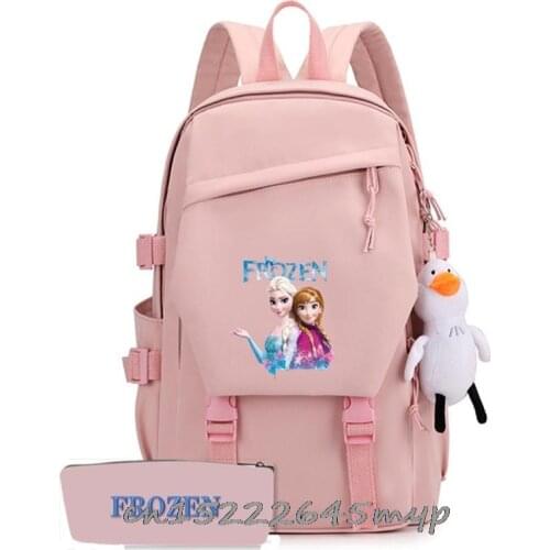 Disney Frozen Elsa 2 pcs/set Cartoon Machines Print Backpack for Children School Bags Kids Fashion Travel Book Bag + Pencil Case