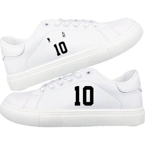 Unisex Anime Haikyuu!! Casual Shoes Hinata Shoyo Student Uniform Small White Low Flats Duck Shoes Sneakers