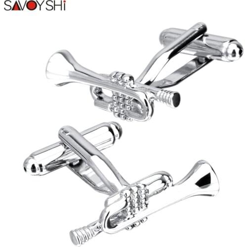 SAVOYSHI High Quality Musical Instrument Shirt Tie Clips Cufflinks for Mens Brand Fashion Jewelry Party Gift Cuffs Accessories