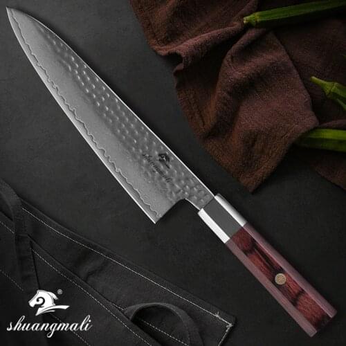 8 Inch Japanese Kitchen Knives Forged Damascus Steel Utility Kitchen Chef Knife Cooking Tools Chef Cleaver Slicing Knife