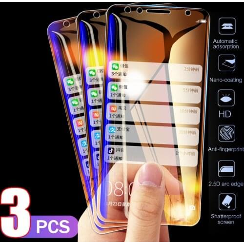 3Pcs Full Cover Glass on the For Xiaomi Mi 9 SE 9T CC9 Pro CC9E Note 10 Tempered Glass For Xiaomi Mi A2 A3 Lite Screen Protector