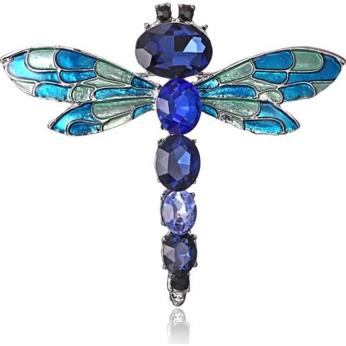 Fashion Shiny 3 Color Crystal Rhinestone Dragonfly Brooch for Women Dress Scarf Animal Insect Dragonfly Brooch Pins Jewelry Gift