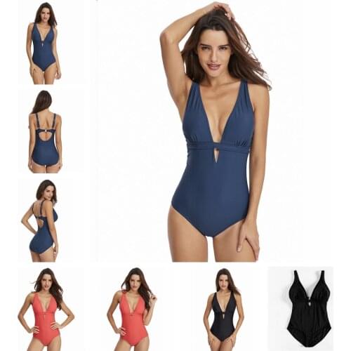 2019 New High Quality Women Sexy Stylish Double Shoulder Straps One Piece Swimsuit With Pad Monokini Swimwear Beach Bathing Suit