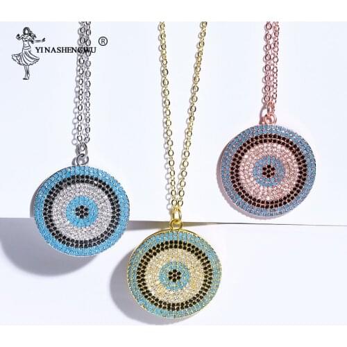 2019 New Micro Zirconia Greek Evil Eye Charm Silver Color Lucky Blue Eyes Necklace Elegant For Women Girl Exquisite Jewelry Gift