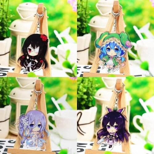1pc Hot Japan Date A Live Pendant Acrylic Keychain Anime Tokisaki Kurumi Two-sided Printed Stand Figure Collection Keyring Gifts