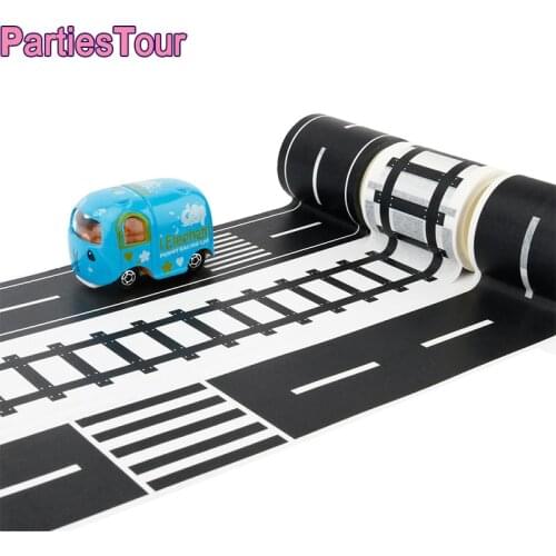 1pc 5m Track Train Road Car Tape Kids DIY Road Traffic Adhesive Tape Sticker Label Sticker Racing Car Themed Party Decortion