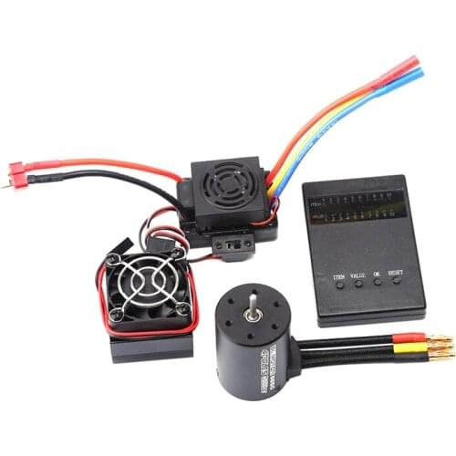 3650 Waterproof Brushless Motor With 60A ESC Programmer Card Heat Sink Combo,For 1:8/1:10 HSP Wltoys RC Car /Boat