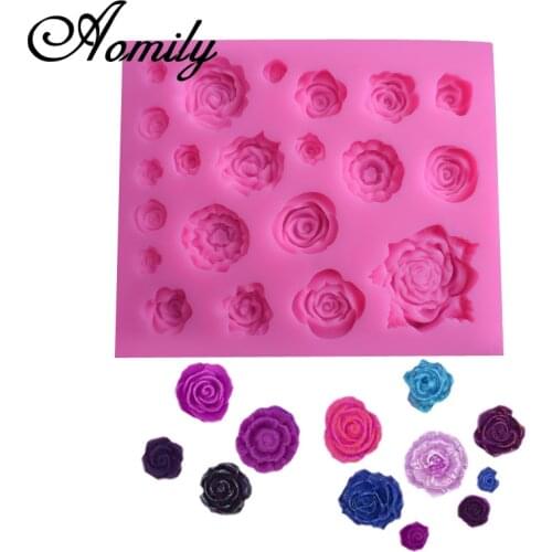 Aomily 21 Holes Rose Flower Patten Cake Silicone Molds Fondant Cake Decorating Tools Chocolate Mold Candy Mold Baking Tools